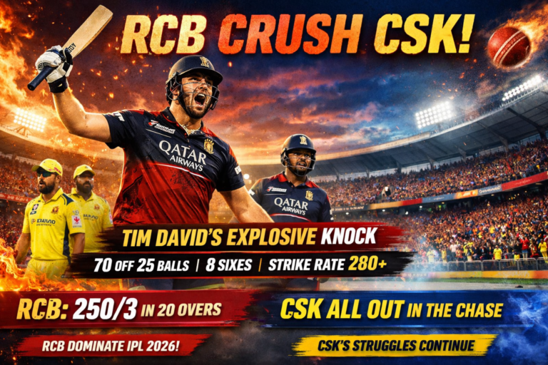 Tim David Lights Up Chinnaswamy as RCB Crush CSK in IPL 2026