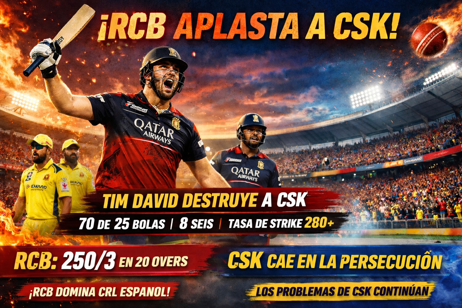 Tim David Lights Up Chinnaswamy as RCB Crush CSK in IPL 2026