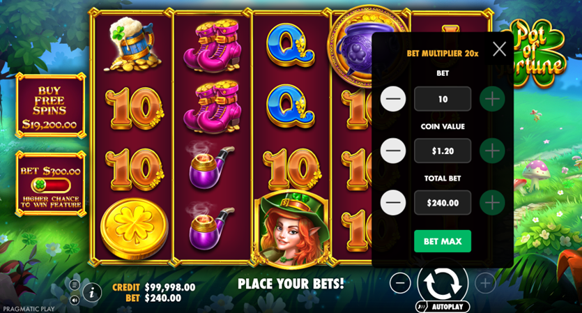 Pot of Fortune - Choose your bet amount