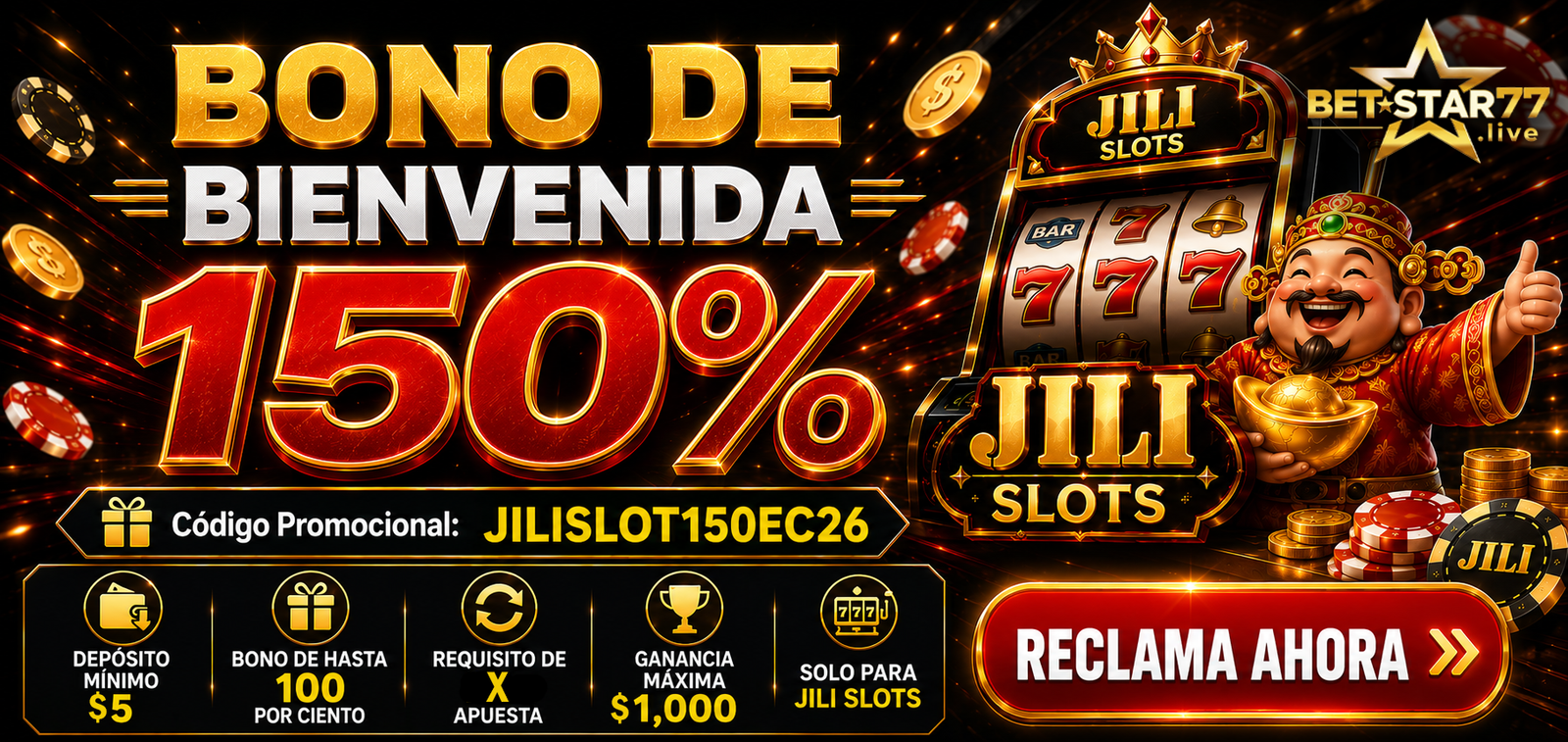 JILI Welcome Bonus 150% on BETSTAR77 Ecuador es