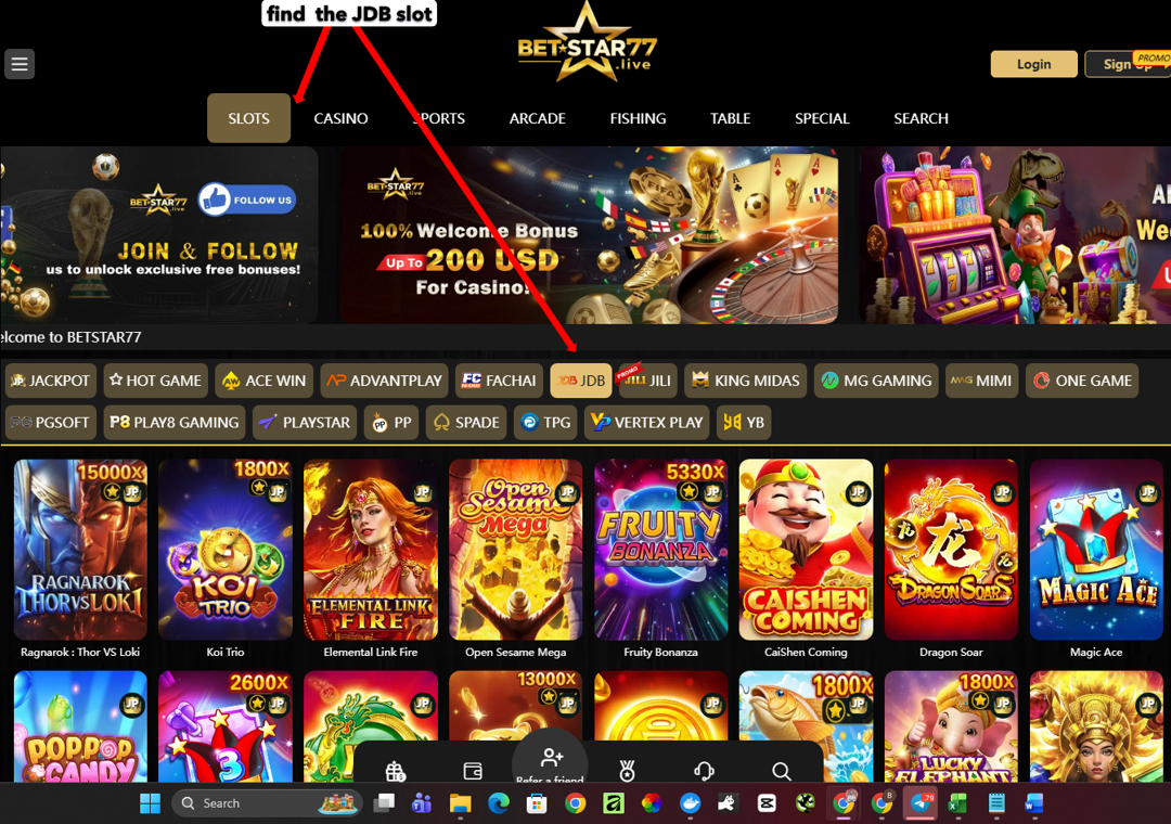 Golden Goal Step 1 - Open the Golden Goal Slot