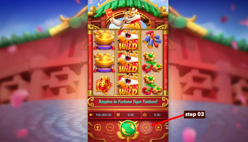 Fortune Tiger BETSTAR77 Ecuador Step 3 - Set Your Bet Size and Bet Level