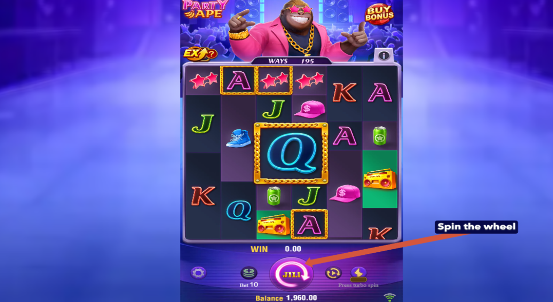 Step 5 - Spin and Follow Cascades Party Ape