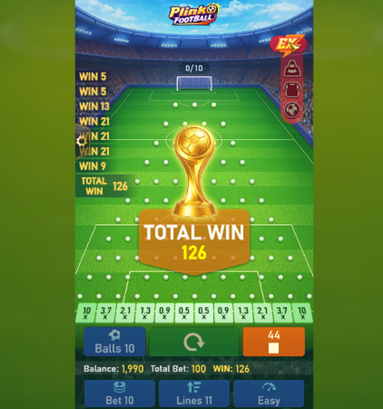 JILI Plinko Football - Step 7 - Review the result