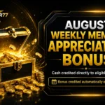 BETSTAR77 August Weekly Bonus rates