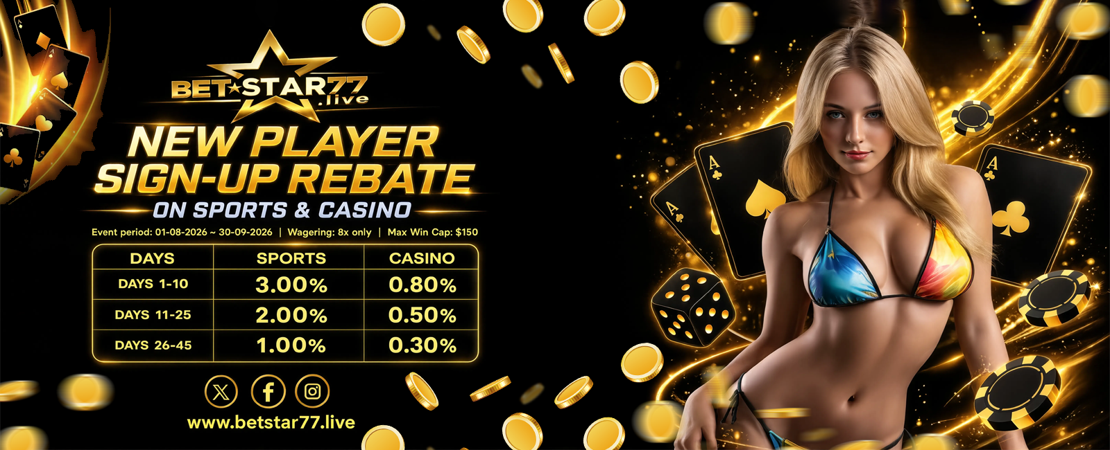 Betstar77 August Sign-Up Rebate