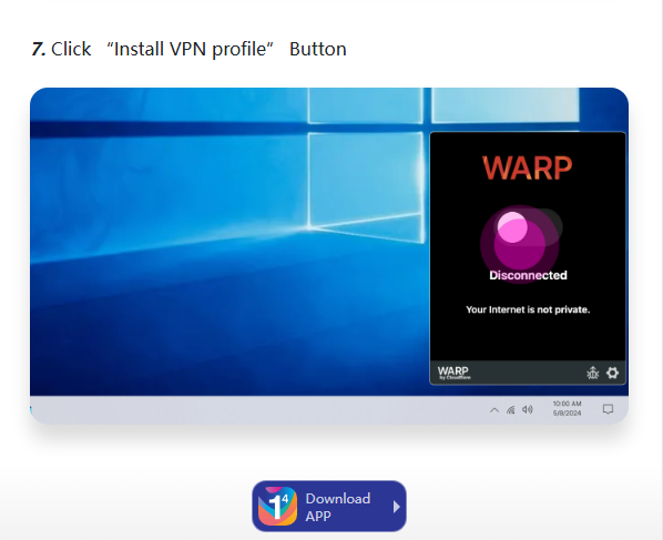 betstar77 app - Steps7 - Connect WARP and Confirm Status (2)