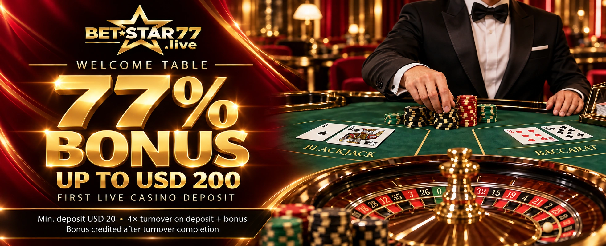 Betstar77 casino welcome bonus